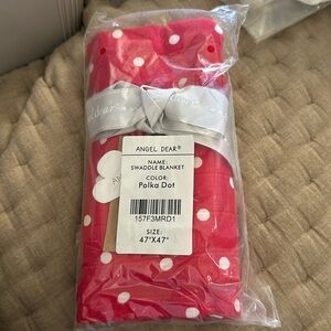 Angel Dear swaddle blanket hot pink/red polka dot